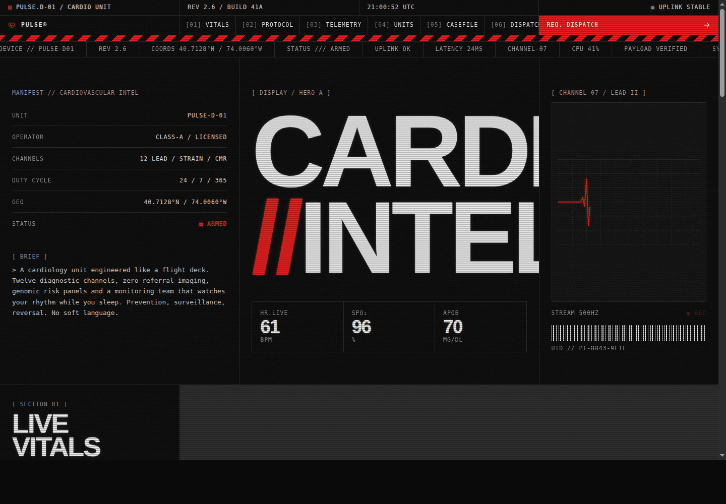 Pulse landing page preview